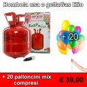 Kit bombola elio usa e getta da 20 palloncini + 20 palloncini mix