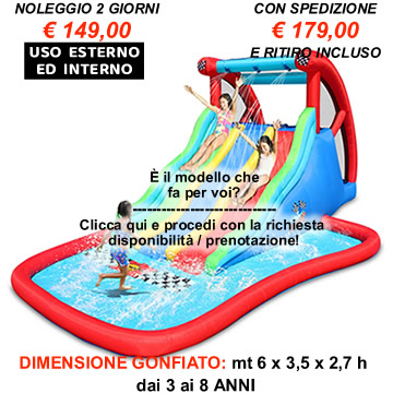 Noleggio Gonfiabile acquatico Triplo Scivolo da usare con e senza acqua