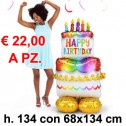 Kit maxi palloncino fai da te ad aria TORTA Happy Birthday con basetta e con istruzioni