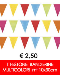 OFFERTA FESTONE BANDIERINE MULTICOLORI MT 10x30CM