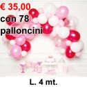 Kit 78 palloncini rosa ad aria con instruzioni per allestiment