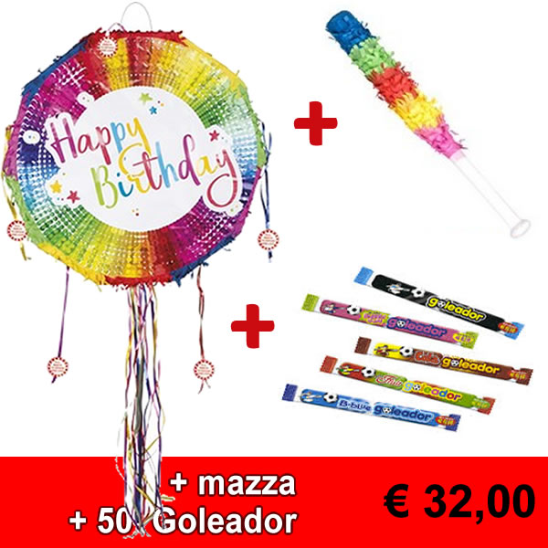 Kit pignatta happy birthday 44x44 cm di dimensione