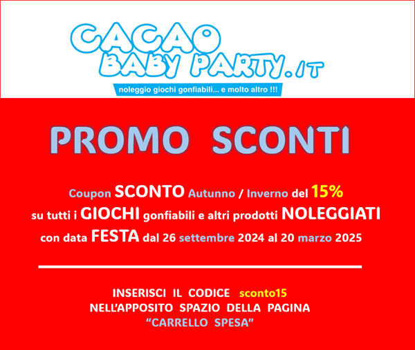 Cacao Baby Party Promo sconto 15% Autunno-Inverno 2024-2025